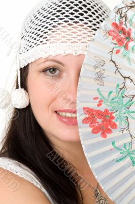 woman with fan