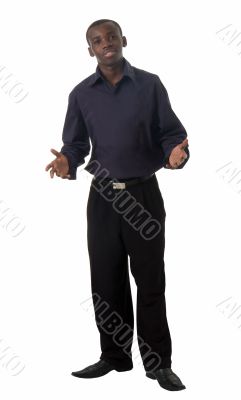 young man stands