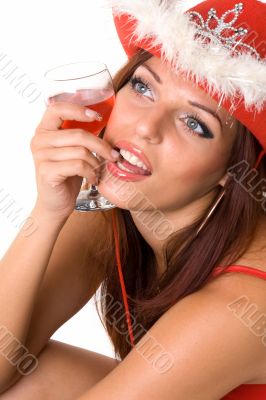 woman with red wine