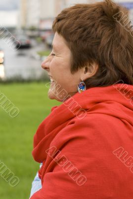 laughing redhead woman