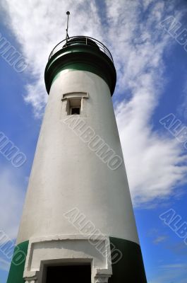 Green white lighthouse