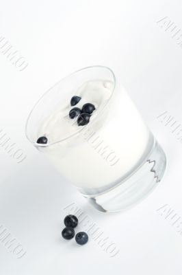 blueberry yougurt in a glass