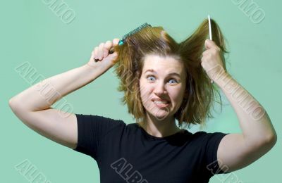 woman with combs