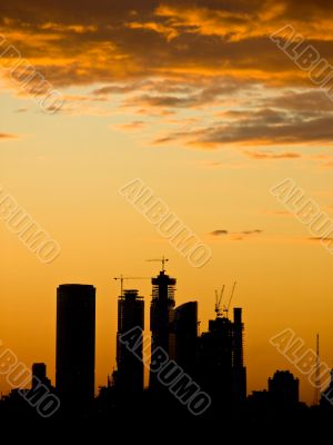 Sunset over city