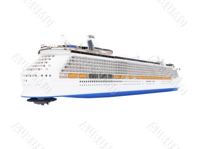 Cruise ship isolated back view
