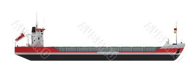 Big cargo ship isolated side view