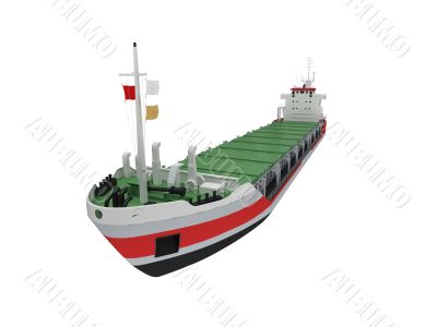 Big cargo ship isolated front view