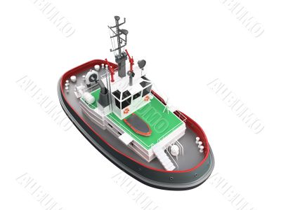 small boat front view
