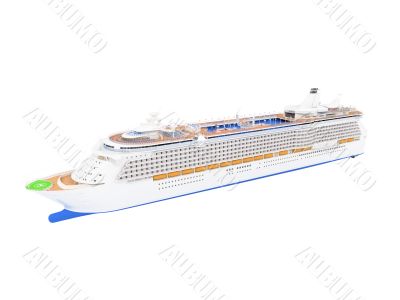 Cruise ship isolated front view