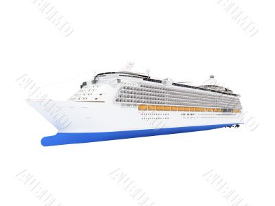 Cruise ship isolated front view