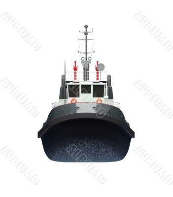 small boat front view