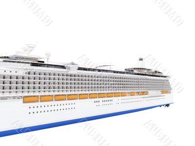 Cruise ship isolated back view