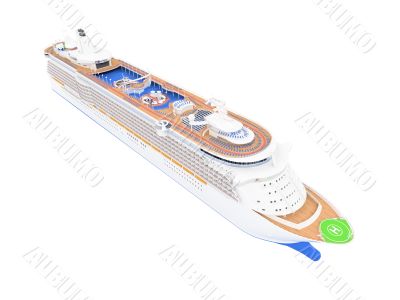 Cruise ship isolated front view