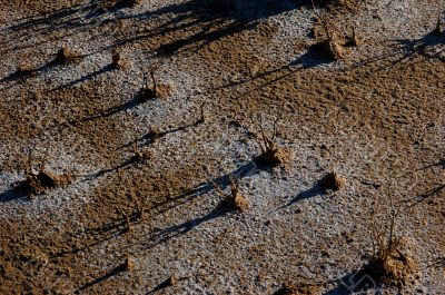 Background with deserted land and shadows