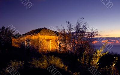 Old barn at dusk