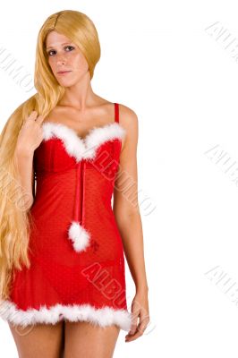 Beautiful Christmas faerie with very long hair posing