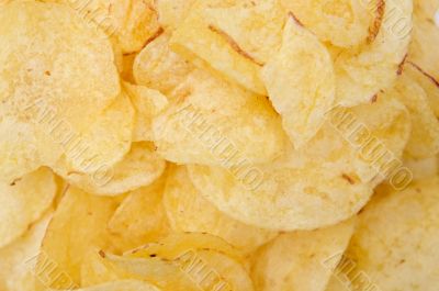 A pile of potato chips