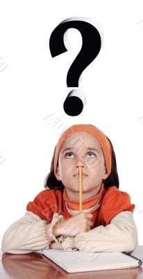 Adorable girl studying