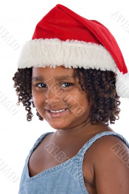 Beautiful girl with hat of Santa Claus