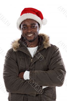 African boy with Santa Claus hat