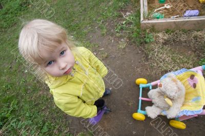baby with perambulator