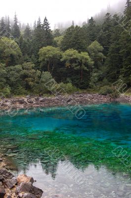 Colored waters in blue