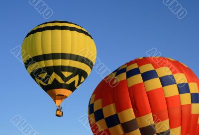 Yellow and red hot air balloons