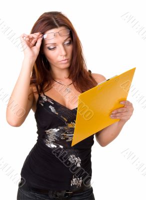 woman with documents