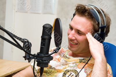 man with microphone
