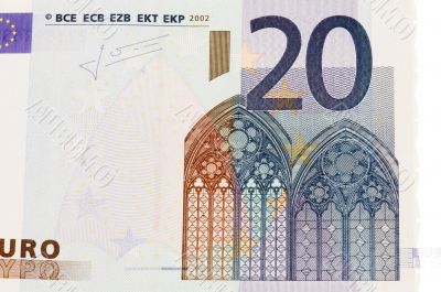 Euro banknote on white