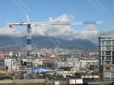 large construction site with city view