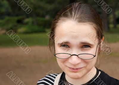 Gril with glasses