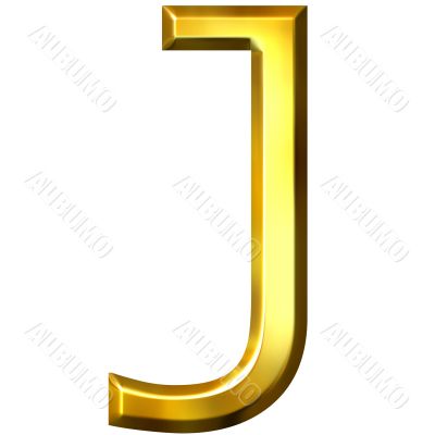 3D Golden Letter J