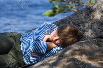 Sleeping on rocks