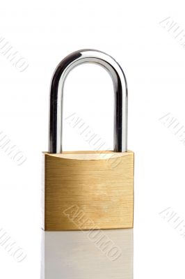 Lock iron closed on a white background