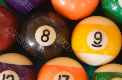Billiard balls photographed from above