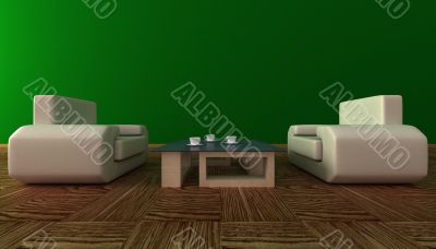 Interior of a living room. 3D image.