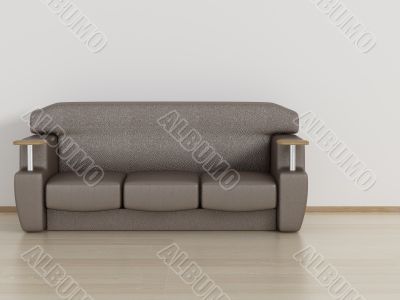 Leather sofa in a room. 3D image.