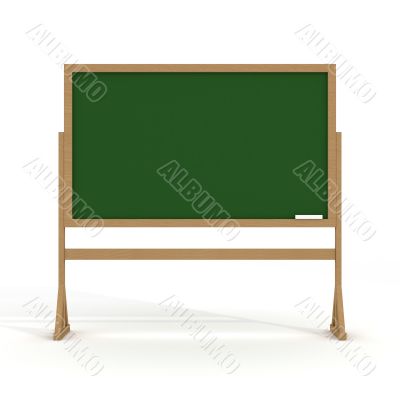 Blackboard with a chalk on a white background. 3D image.