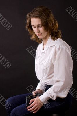 woman with gun