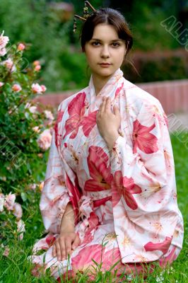 Girl in a flower yukata