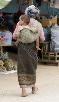 Asia, old woman with grandchild