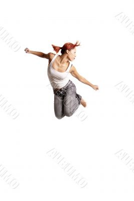 young woman jumps