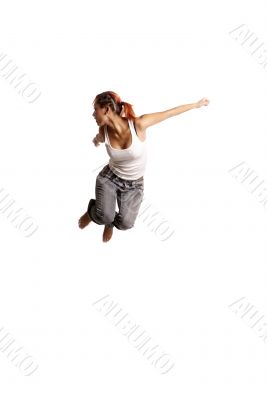 young woman jumps