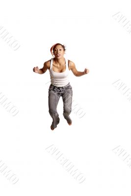 young woman jumps
