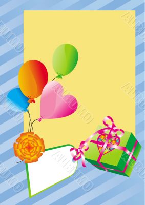 baloons and present box