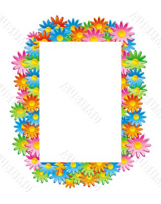 vector bright flowers frame