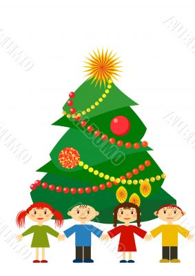 christmas tree and children