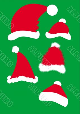 cristmas Santa`s red hats