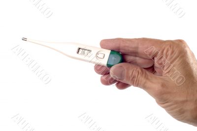thermometer and hand